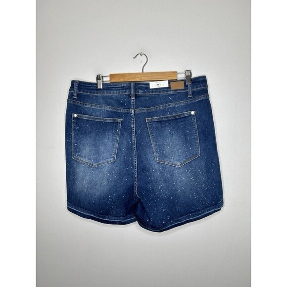 Judy Blue Denim Shorts Stretch High Waist White Speckle Size 3XL New NWT - Picture 6 of 14